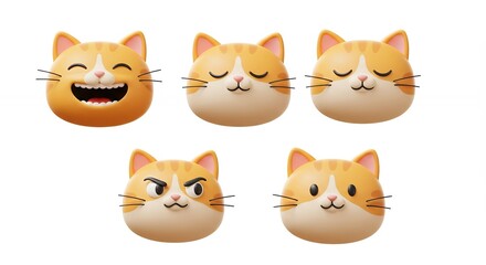 Cartoon cat faces set