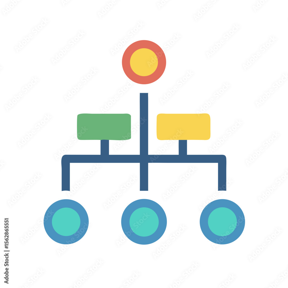 Poster simple flowchart diagram with connecting elements on a black background