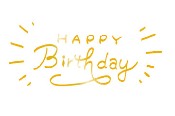 金色の手描き風ハッピーバースデー文字イラスト