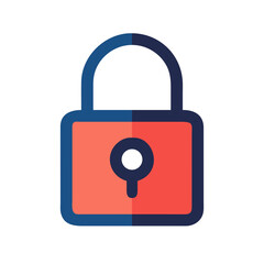 Blue and red padlock with open lock on black background