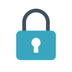 Flat Design Blue Padlock on Black Background Depicting Security