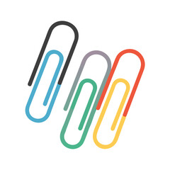 Three colorful paper clips on a black background angled