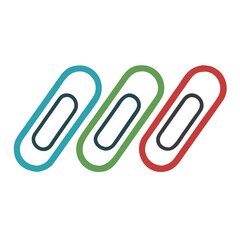 Obraz premium Minimalist multicolored paper clips in a row on black background