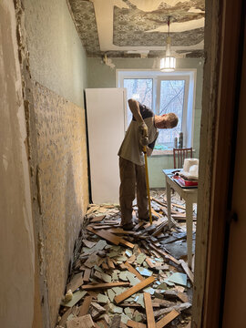 Renovation process in old apartment interior