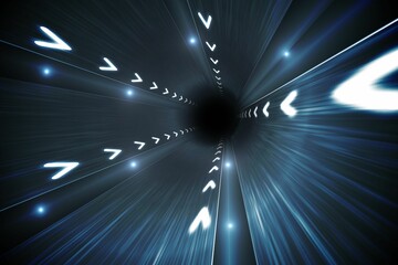 Lines of white arrows on black background