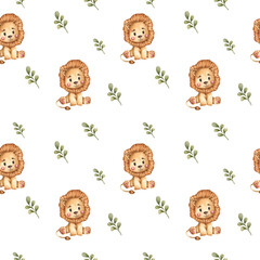 Illustration of a pattern of a baby lion