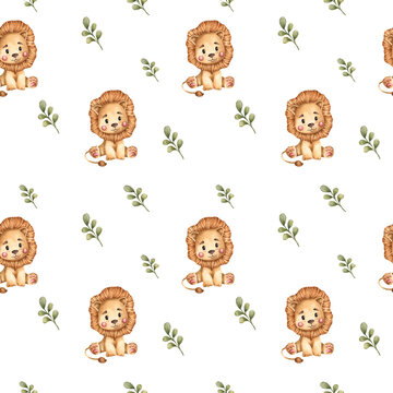 Illustration of a pattern of a baby lion