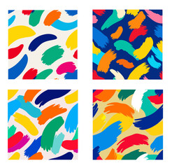 Colorful abstract brush stroke painting seamless pattern . vector illustration