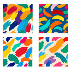 Colorful abstract brush stroke painting seamless pattern . vector illustration