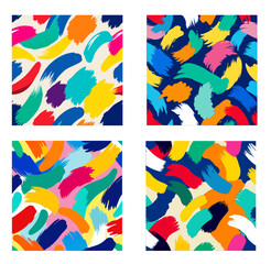 Colorful abstract brush stroke painting seamless pattern . vector illustration