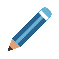 Isolated blue pencil illustration on black background for education