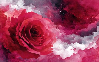 Abstract rose in watercolor style