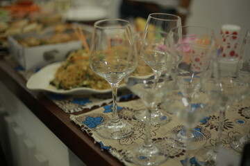 Empty Glasses on a Set Dining Table