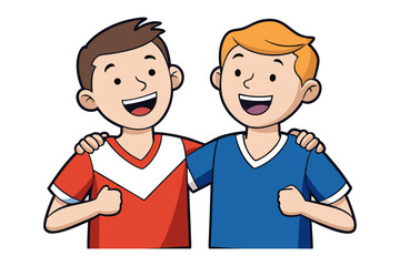 Friendship and Camaraderie: Two friends embrace, capturing the essence of unity, joy, and genuine connection, radiating a sense of friendship and camaraderie.