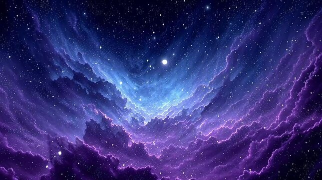 Beautiful space of universe with purple blue black theme movement slowly. Universe space background