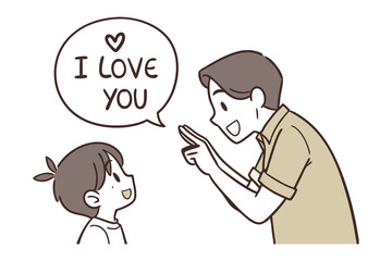 Father's Day Illustration: A heartwarming illustration depicts a father figure expressing love with an 