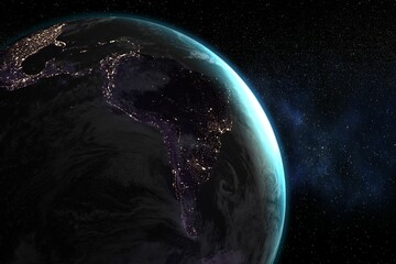 Planet earth against milky way