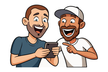 Digital Delight: Two friends share a moment of laughter and connection as they explore content on a tablet, highlighting the simple joy of shared experiences. 