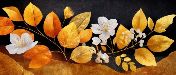 Autumn floral arrangement on dark background