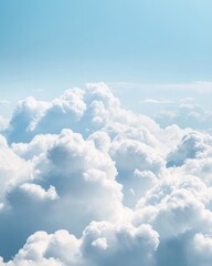 High-angle view of fluffy white clouds against a vibrant blue sky