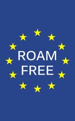 Roam free text on European Union flag