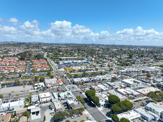 Fototapeta premium Aerial view of wealthy Encinitas town in San Diego, South California, USA. 