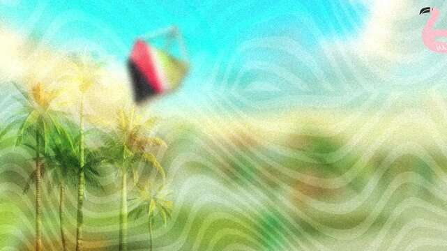 Fundo animado esfuma&ccedil;ado Floresta tropical ver&atilde;o com Pipa voando
