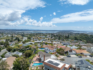Aerial view of residential urban sprawl in San Diego, South California, USA