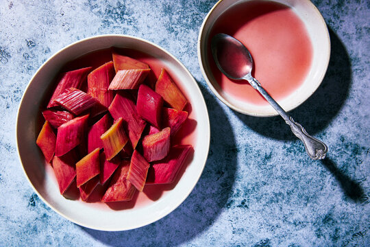 Stewed Rhubarb in Syrup Horizontal Shot