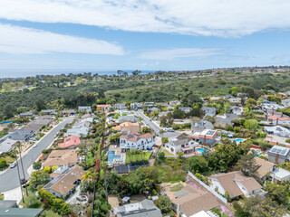 Aerial view of residential urban sprawl in San Diego, South California, USA