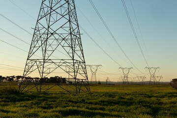 The evening electricity pylon silhouette