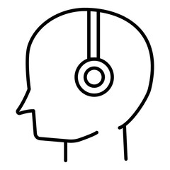 Human with Headphone. media flat icon for apps and websites