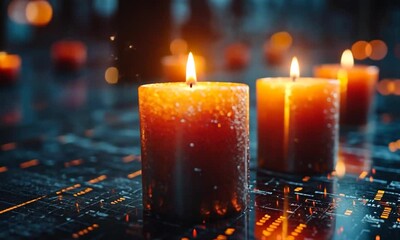 Candles on circuit board - Powered by Adobe
