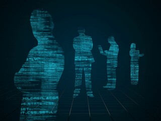 Blue silhouettes on black background
