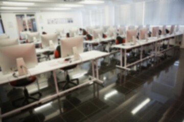 Computers in illuminated office