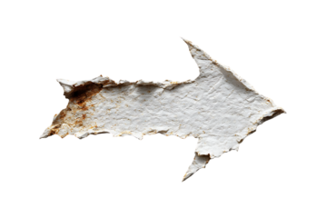 Torn paper arrow pointing right. Direction, guidance, next concept.