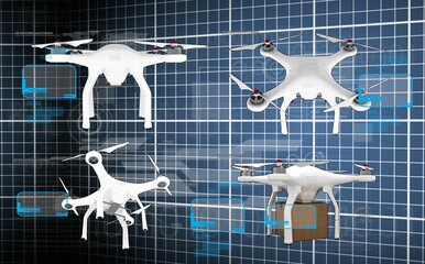 Digitally generated image of octocopter diagrams