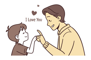 I Love You Card: Tender moment father and child sharing love, a heart and hand gesture expresses deep affection.