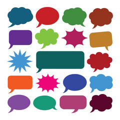 Colorful Speech Bubbles in Various Shapes on White Background