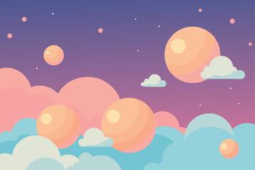 Seamless vector illustration of a dark night sky with stars and clouds