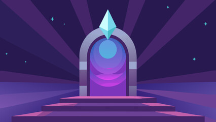 Space shuttle launch against an abstract purple and pink star-filled night sky with decorative light bulb and candle illustrations