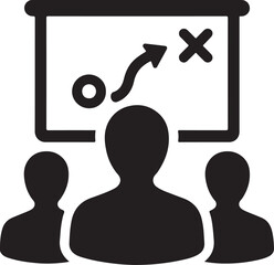 Silhouette vector of boardroom with plan chart icon representing business meetings, strategy, and project planning.