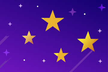 Obraz premium Cosmic Night Golden Stars and Purple Galaxy Background