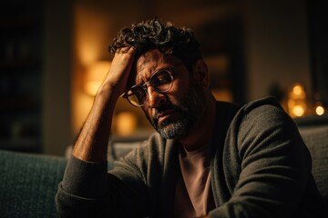 Man in pensive mood at night