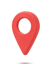 3d red map marker, map pin icon, isolated on white background . Vector illustration