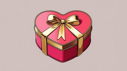 Red Heart Gift Box with Shiny Ribbon – Love and Celebration Graphic Art