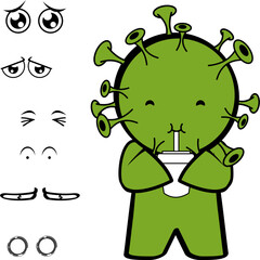 covid character cartoon expressions pack collection in vector art