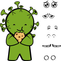 covid character cartoon expressions pack collection in vector art
