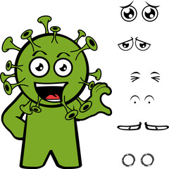 covid character cartoon expressions pack collection in vector art