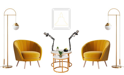 Podcast Studio, Table Chair Mics